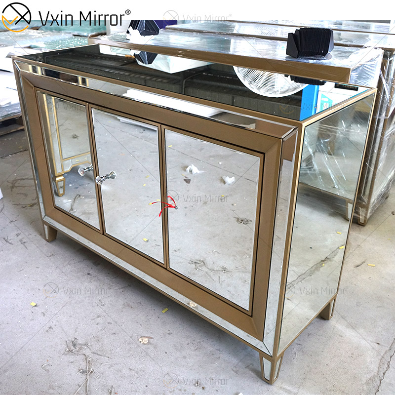 Роскошный буфет WXF-268 Champage Gold Design с зеркальным шкафом с выдвижными ящиками Muti