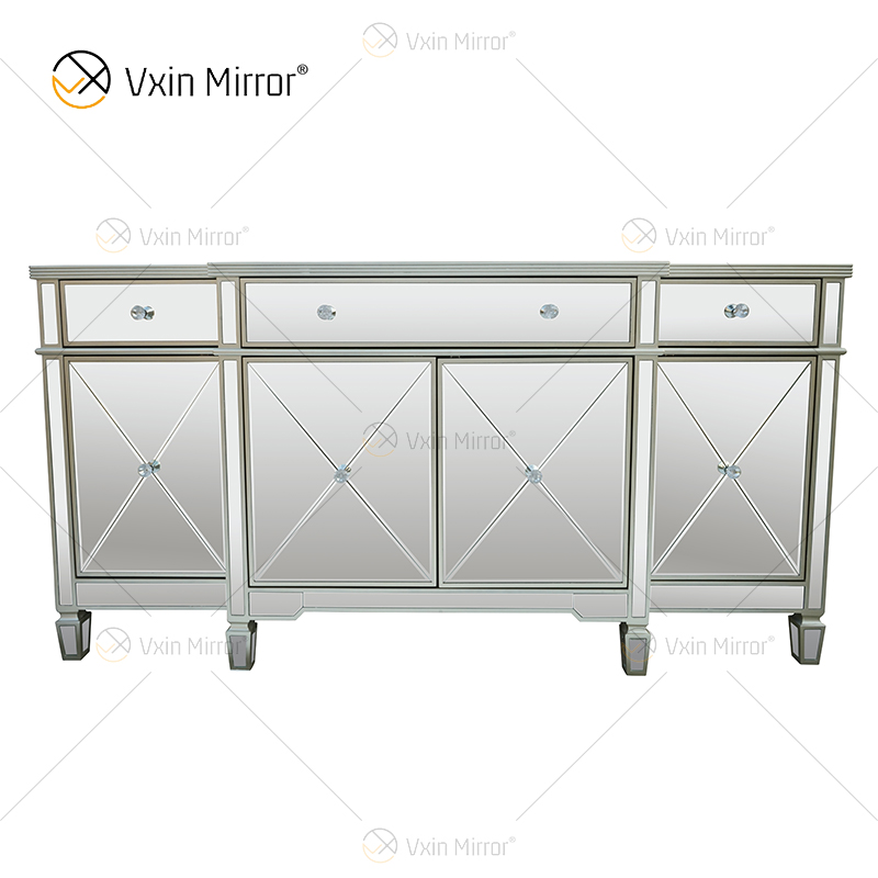 Роскошный WXF-027 Champagne Silver Home Decor Зеркальный шкаф с ящиками Muti