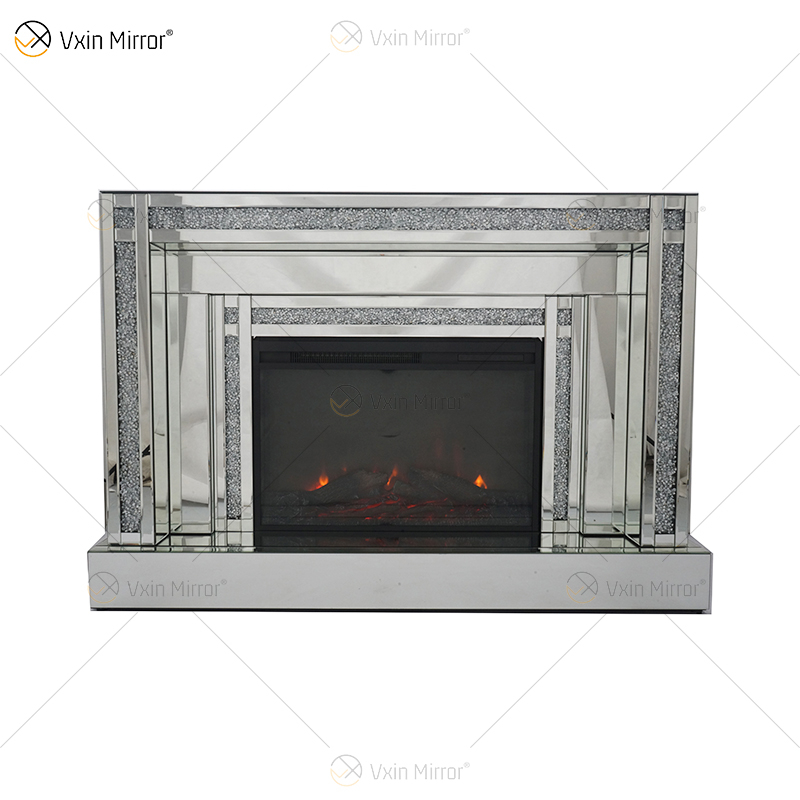 Diamond Luxury Popular Crush Sparkle Crystal Double Band Mirrored WXWF-1109 Камин Surround с электрическим зеркальным камином