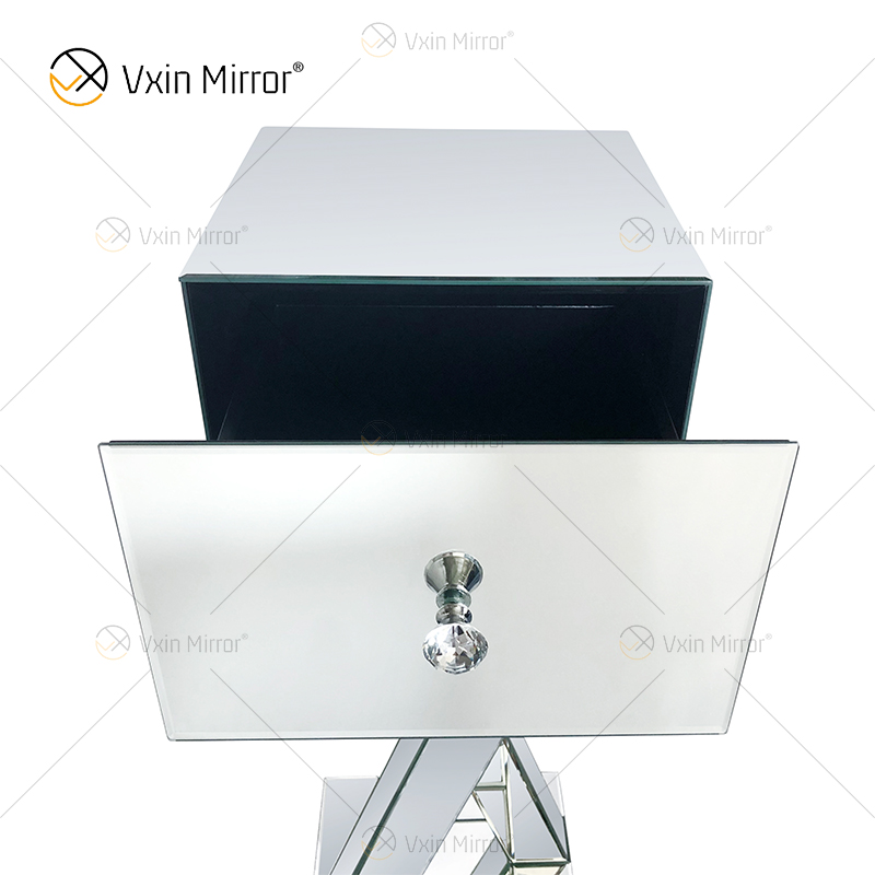 End Table Decor WXF-980 Modern Silver Crystal Mirrored Side Table с выдвижным ящиком