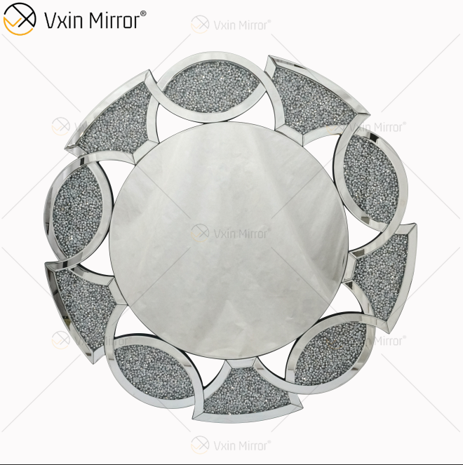 Золотая фабрика поставляет домашний декор круглые 3 цвета Diamond Crush Mirror Wall Sticker