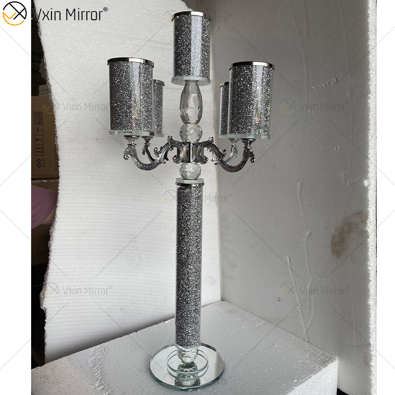 Настраиваемое имя Современный элегантный VX-09 Silver Crystal 75 Light Mirrorr Подсвечник для домашней свадьбы