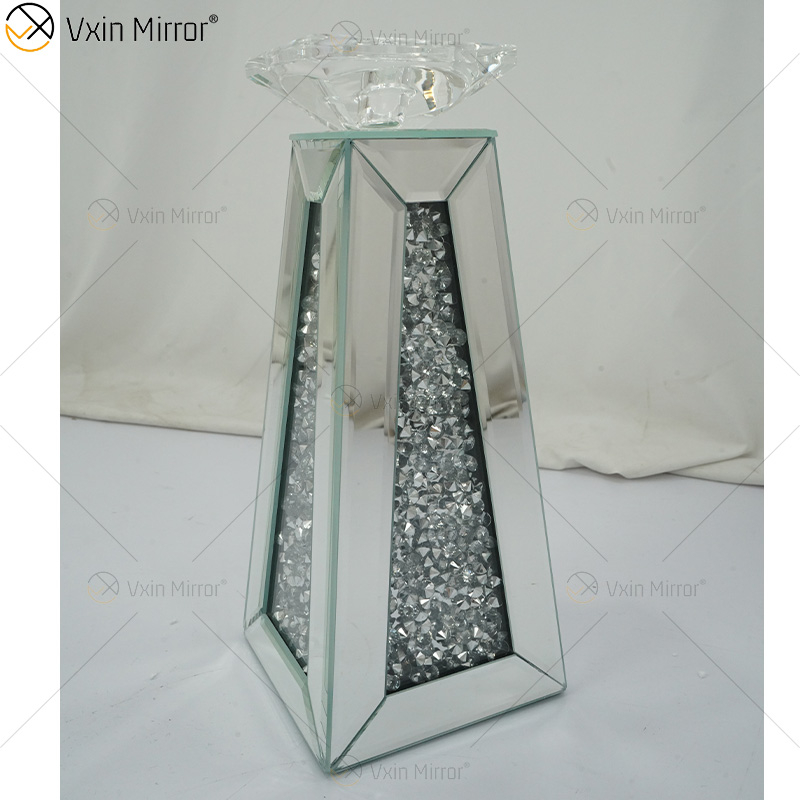 Настраиваемое имя Современный элегантный WXCH-075 Silver Crystal Mirrorr Подсвечник для домашней свадьбы