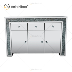 Дешевые шкафы WXF-099-1 с выдвижными ящиками Crush Diamond Silver Home Decoration Cabinet