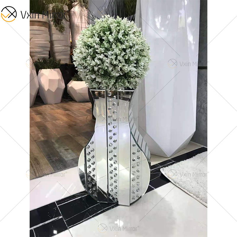WXMV Home Hotel Decor Внутренняя серебряная дробленая бриллиантовая зеркальная ваза с большими горшками для последователей Зеркальная ваза