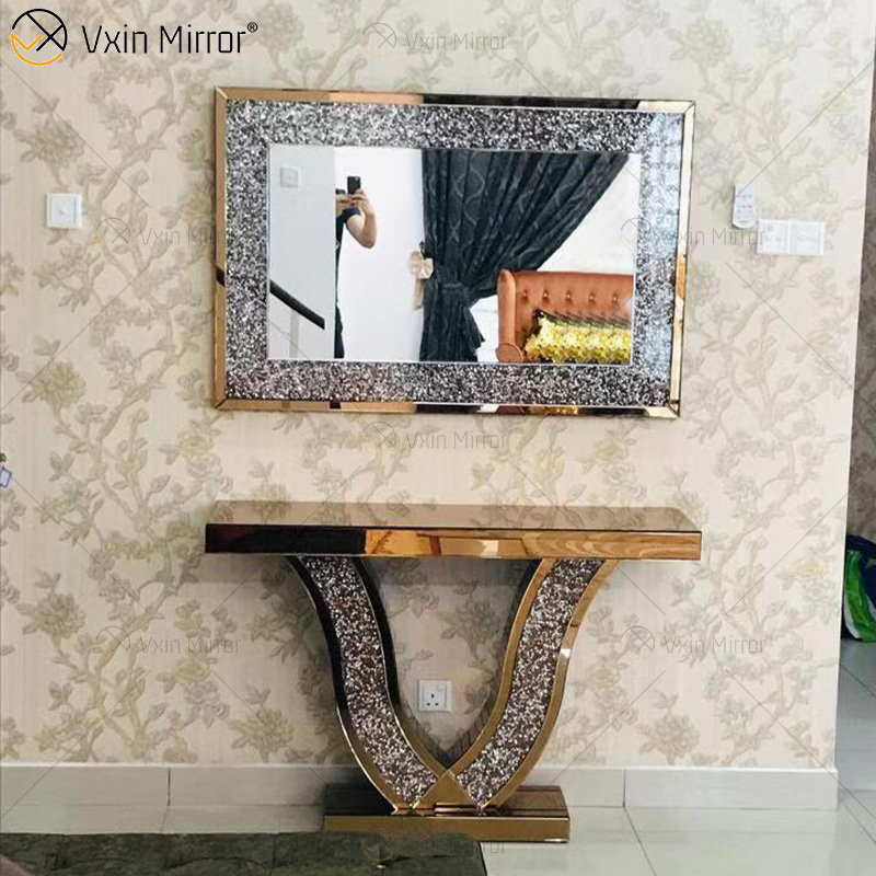 Зеркальная мебель Vxin, современная мебель из дробленого алмазного зеркала, консольный стол, мебель для стола